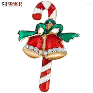 Broches esmalte de doces de Natal para mulheres acessórios adoráveis sinos pequenos sinos de shinestone broche pinos homens badge moda ornnings presente
