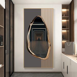 モダンな3Dスペースポスター抽象的なメタルエントランスウォールアートキャンバスペインティングライト豪華な家の装飾リビングルームの写真クアドロス