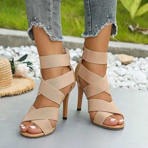 Dress Shoes Women Pumps 2024 Sping Summer Peep Toe High Heels Hollow Rome Thin Heel Sexy Party Woman Zapatos De Mujer H240504