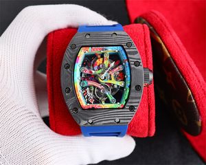 68-01 Montre de Luxe Mens klockor manuell mekanisk rörelse kolfiberfodral lyxklocka armbandsur relojes