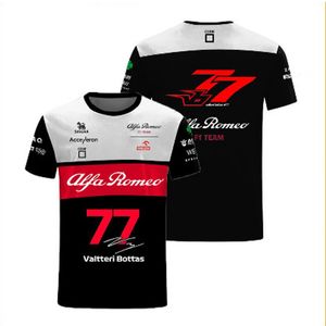 남성 티셔츠 F1 레이싱 극단 스포츠 포뮬러 1 Alfa.romeo 팀 77 Valtteri Bottas Tee 24 주차 크라운 깃털 쇼