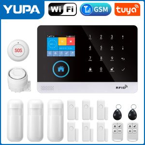 Kits WiFi GSM Alarmsystem für Home Security Wireless Home Alarm Stück Kit mit Sirenen PIR -Bewegungssensoren Remote Fenstertürsensoren