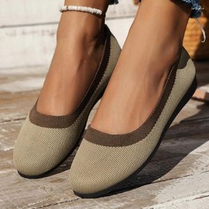 Casual Shoes Women Large Size Spring 2024 Knitted Ballet Flat Ladies Breathable Tenis De Mujer
