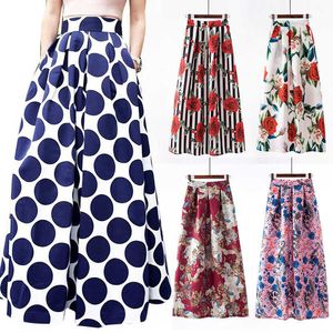 Nuove donne Women High Waist Vintage Long Full Skirt Ladies Summer Fashion Party Beach Evening Gonnes