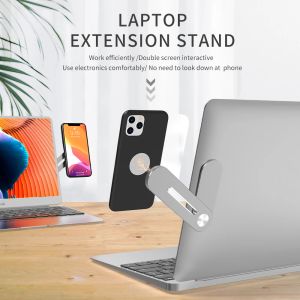 Stands Magnetic 2 In 1 Laptop Expand Stand för iPhone Xiaomi Support för Book Air Pro Desktop Fold Holder Telefon Notbok Tillbehör