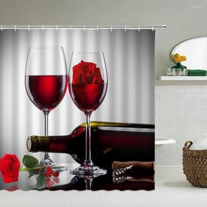 Shower Curtains Romantic Red Wine Curtain Waterproof Bathroom 3d Printing Polyester Cloth With Hooks Decoration Screen