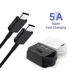 5A 45W Кабели быстрого зарядки Cable Cable для C-C-C Type C до USB C 1 м для Samsung Galaxy S10 S20 S22 S23 S24 Ultra Note 10 20 HTC 3A 25W 1M 3T Type-C Качество OEM