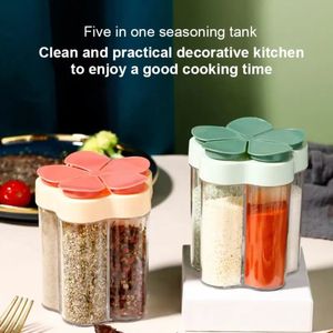Seasoning Bottle 5 In 1 Spice Jar Sealed Multifunctional Moisture-proof Flap Seasoning Jar Container Kitchen Spice Kitchen Tool