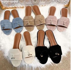 Designer tofflor Sandal Loro Mule 2024 Nya Pianas Summer Casual Shoes Suede Leather Sexy Womens Slides Loafer Sunny Charm Outdoors Beach Sliders Gift Size 35-40 Q356