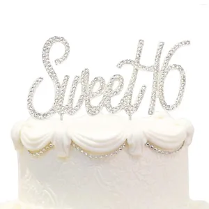 Zapasy imprezowe Bling Crystal Sweet 16 Tort Birthday Topper Peepsake 16. dekoracje srebrna dekoracja cegieł dla