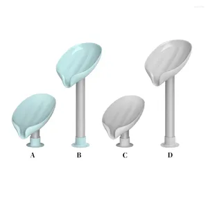 Liquid Soap Dispenser Storage Box Plastic Sucking Sponge Holder Leaf-shaped Container For Bathroom Kitchen Long Mint Green