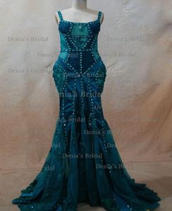 2016 Dark Green Mermaid Scoop Deckle z koralikami koronkowe sukienki wieczorowe Dhyz 01 Kup 1 Zdobądź 1 naszyjnik3986351