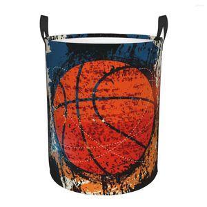 Tvättpåsar Vattentät förvaringsväska Vintage Basketball Hushåll Dirty Basket Folding Hink Clothes Organizer