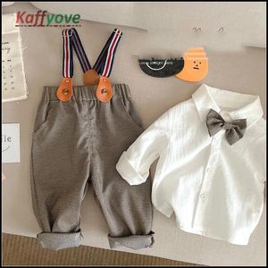 Roupas conjuntos de kaffyove menino definido na primavera no verão de casamento de casamento para 1-4 anos de idade, roupas de calça de faixa de tsshirt