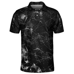 New Lapel Pullover Short Sleeved Men's Polo Shirt Casual Versatile Starry Sky Printed Minimalist Sports Casual Top