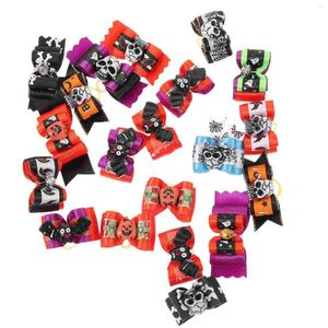 Hundekleidung 20 PCs Bogen Halloween Haustier Kostüme Welpe Haarbögen Accessoires Große Hunde Polyester Mädchen Pflege