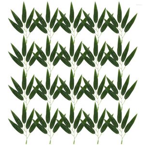 Flores decorativas 30 PCs Folhas falsas realistas de bambu falsas Plantas artificiais Ornamentos de flores Orançando pequenos