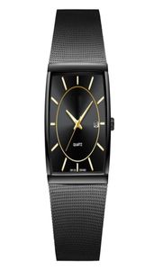 Square ze stali nierdzewnej siatki bransoletki zegarki data wyświetlacza mężczyźni kwarcowe zegarek luksusowe złote męskie na rękę Relogio Masculino2009102