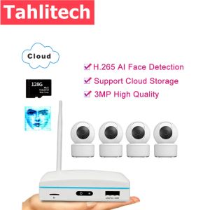 Kameralar Tahlitech 2ch/4ch Mini NVR Kiti 3MP WiFi Açık Kamera Kablosuz Güvenlik Kamera Sistemi Destek AI Yüz Algılama ve İki Yönlü Ses