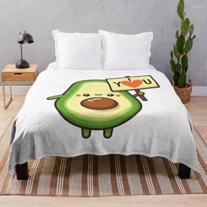 Filtar söta avokado 'jag älskar dig' skylt - nyckfull t -shirt konst kast filt för säng tung till sömn