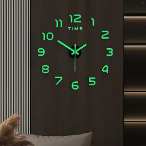 Wanduhren leuchtende Uhr Aufkleber 40 cm rund stille moderne DIY für Schlafzimmer Wohnzimmer Büro Küchendekoration