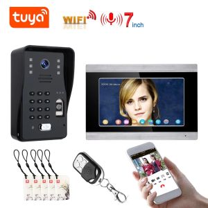 Intercom Tuya Video Intercom Wi -Fi RFID -отпечатки пальцев видео дверь телефонная система дома с 7 -дюймовой поддержкой удаленного приложения