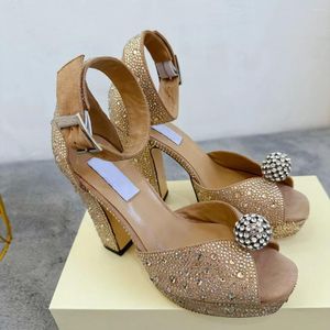 Sandals Nightclub Elegant Heels High Heel Women Platform Summer Platform Party ha puntato Rhinestone