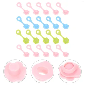 Copos descartáveis palhas 20 pcs pedreiro plugue de palha de palha de silicone tampa de ponta de desenho animado sílica capa de enlatamento de tampas largas de boca larga reutilizada