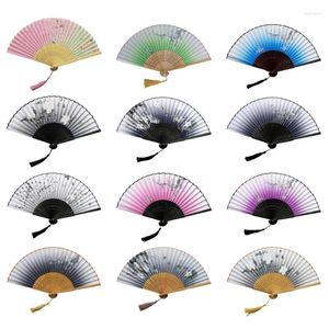 Decorative Figurines Folding Hand Fan For Women Foldable Chinese Japanese Vintage Flower Fans Dance Performances Gift Party Decoration