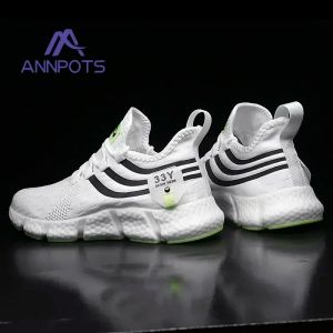 Sapatos respiráveis masculinos tênis de corrida casual brancos masculino luminoso não deslizamento esportivo clássico mulheres casal malha tênis tenis masculino