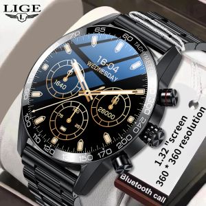 Lige Watches Business Smart HDスクリーン血圧時計スポーツブレスレットダイヤルコールメンズスマートウォッチウォータープルーフXiaomi 2022 Watch