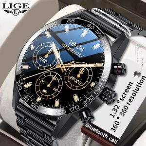 Watches Lige Business Smart Watch Men HD Screen Kan Basıncı İzle Spor Bileklik Arama Erkekler Smartwatch Xiaomi 2022 için Su Geçirmez