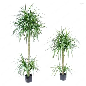 Decorative Flowers Simulation Dragon Beard Tree Dracaena Green Plant Pot Indoor Bathroom Commercial Tea Room Space Floor-Standing