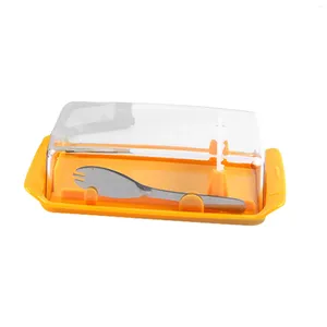 Tallrikar Party Plastic Cutter Lagring Practical Butter Dish Easy Scoop Home Kitchen Kylskåp Restaurang Bänkskiva med lockgaffel