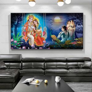 Lord Radha Krishna poster e stampe Immagini artistiche da parete per soggiorno moderno decorazioni per la casa Buddha tela dipinti senza cornice