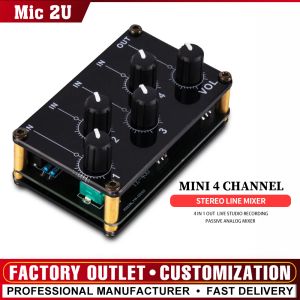 Amplifikatör Mini 4 Kanal Stereo Hat Mixer Canlı Stüdyo Kayıt Taşınabilir Pasif Analog Ses Ses Karıştırma Konsolu Düşük Gürültü