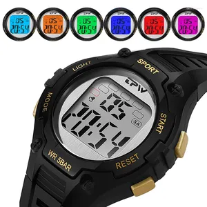 Zegarstka TPW moda na zewnątrz sportowe zegarki wielofunkcyjne budziki Chrono 5Bar Waterproof 7 Colours LED Light Digital