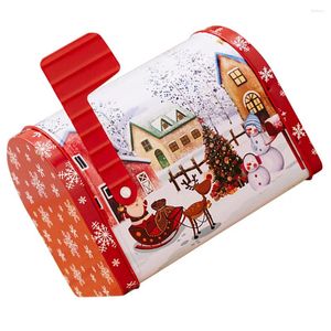 Storage Bottles Christmas Tinplate Cookie Tin Candies Biscuits Treat Box Small Gift Case Xmas Party Favor Jar