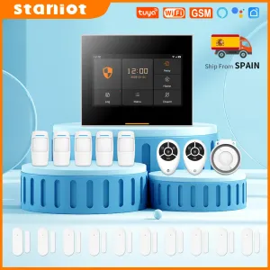 Intercom Staniot Home Security Alarm System Wireless WiFi GSM Tuya Smart Burglar Sensor Kits Support App Remote Control fungerar med Alexa