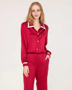 Home Clothing Wholesale French Peaked Collar Silk Pajamas For Lady Mulberry Sleepwear Wear