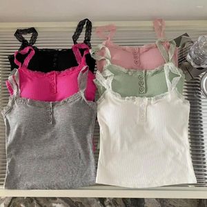 Camisoles Tanks Sweet Camisole Outwear Lace Style Strap Vest Pure All-In-One ärmlös topp