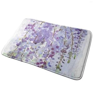 Mattor Wisteria's Scent Entrance Door Mat Bath Rug Flower Painte Painted Flowers Säljs Original Watercolor Watercolor Nature