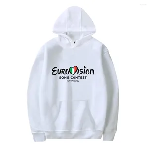 Herrtröjor Eurovision 2024 hoodie unisex länge ärm män kvinnor tröja sång tävling turin par kläder