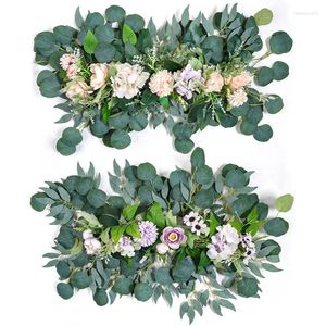 Decorative Flowers Nordic Simple Artificial Flower Lintel Eucalyptus Leaves Fake Home Bedroom Wedding Wall Decoration Plants