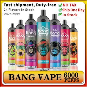 Bang King 6000 퍼프 6K E 담배 충전식 일회용 vape 펜 메쉬 코일 0% 2% 3% 5% 1100mah 배터리 사전 채워진 14ml 포드 카트리지 전자 담배 장치