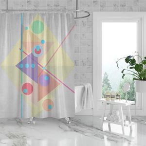 Cortinas de chuveiro 180x180cm banheiro à prova d'água de poliéster de poliéster resistente ao molde perfurado com ganchos correspondência criativa de cor irregular