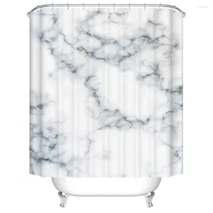 Duschgardiner marmorstruktur 3d badrum gardin frabiskt vattentätt polyesterbad med krokar