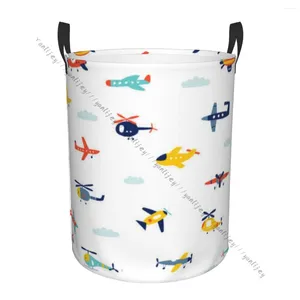 Laundry Bags Bathroom Basket Cute Airplane And Helicopter Folding Dirty Clothes Hamper Bag Home Storage