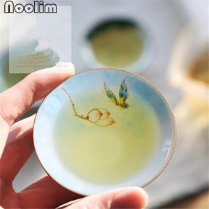 Cups Saucers Creative Hand Painted Lotus och Bird Teacup Exquisite Chinese Drinkware Tea Set Handmade Porslin Master Cup