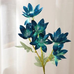 Dekorativa blommor 60 cm stort siden Artificial Flower Blue Flame Fake Plants Home Christmas Wedding Bouquet Decoration Po Props Wholesale